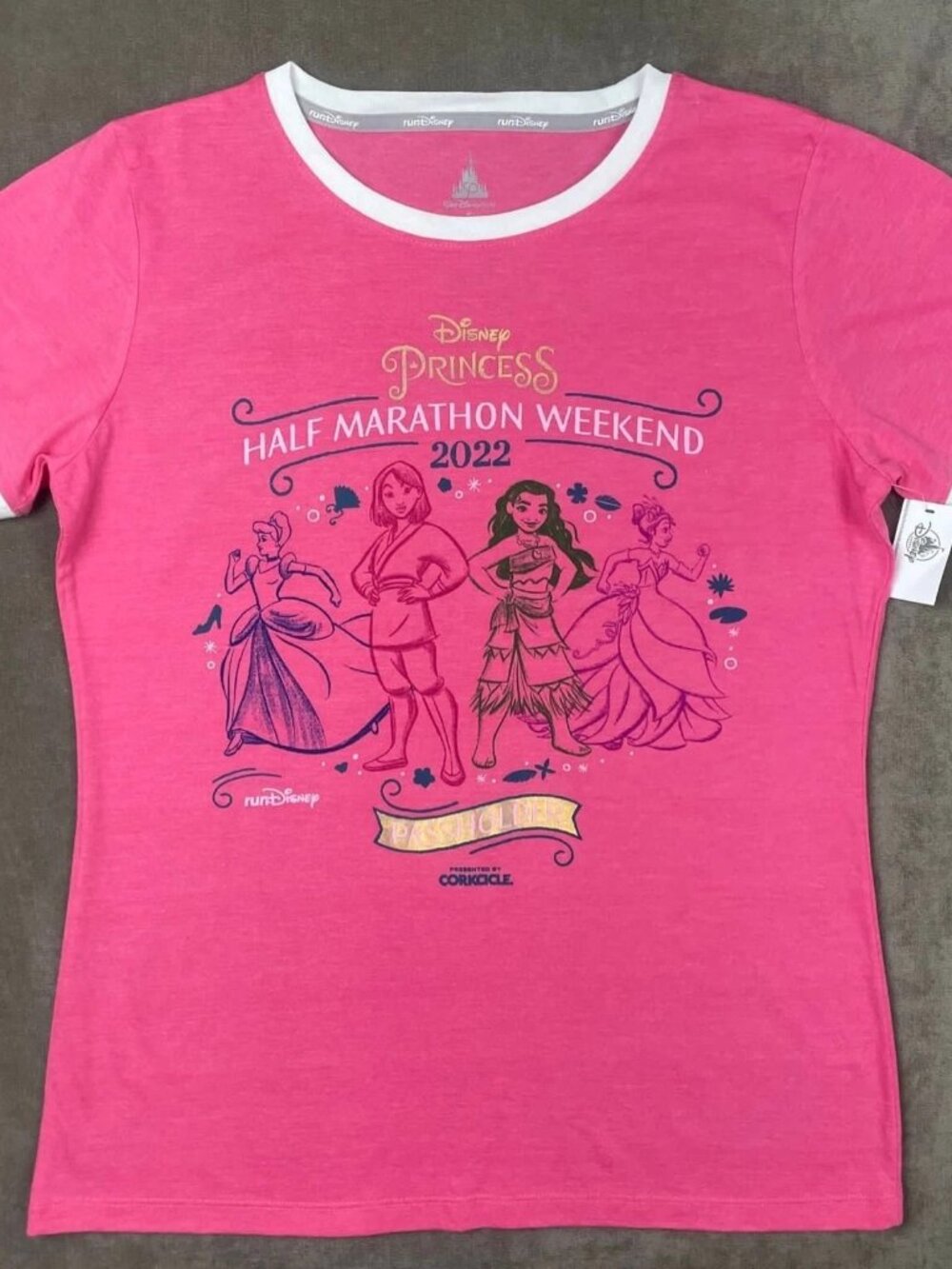 Disney Princess Passholder Half Marathon 2022 Pink Tee Womens S NWT